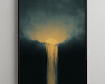 Moonfall - Arte mural de noche nórdica, póster de paisaje nórdico iluminado por la luna