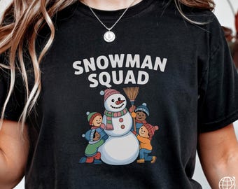 Diseño de camiseta navideña "Escuadrón de Muñecos de Nieve" / Descarga digital / Lindo gráfico navideño para niños / Arte para camisetas de invierno familiares / Diseño digital festivo