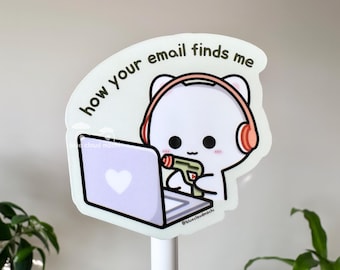 So findet mich deine E-Mail – Katzenaufkleber | Lustiges Arbeits-Meme, Vinyl-Laptop-Aufkleber