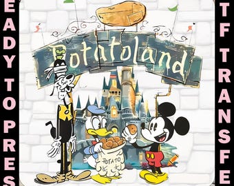Potatoland Disney Dtf Transfer, Ready To Press, Funny Disney Iron On, Magical Kingdom Decal