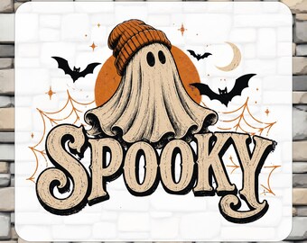 Spooky Ghost Beanie DTF Transfers, Halloween Ready to Press, Shirt Transfer