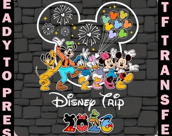 Transferencias DTF para viaje a Disney 2026, vacaciones familiares en Disney listas para planchar, transferencia para camisetas