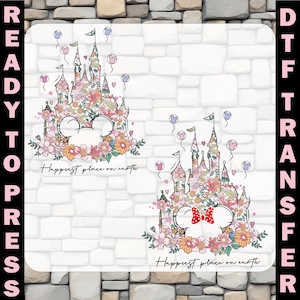 Happiest Place on Earth DTF Transfer, Disney Castle Floral Ready To Press, Magical World Iron On, Disney World Heat Press, Magical Kingdom