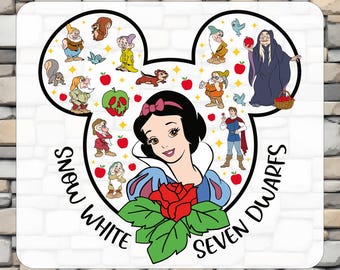 Disney Princess Snow White and Seven Dwarf Dtf Transfer, Ready To Press, Iron On