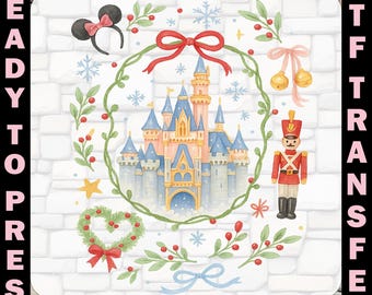Retro Disney Castle Christmas DTF Transfer, Nutcracker, Ready To Press