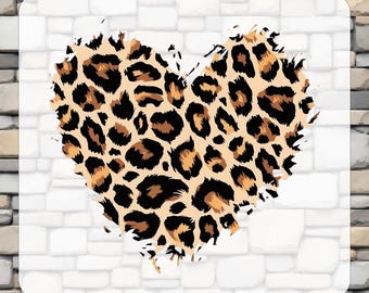 Leopard Print Heart DTF Transfer, Valentine's Day Iron On