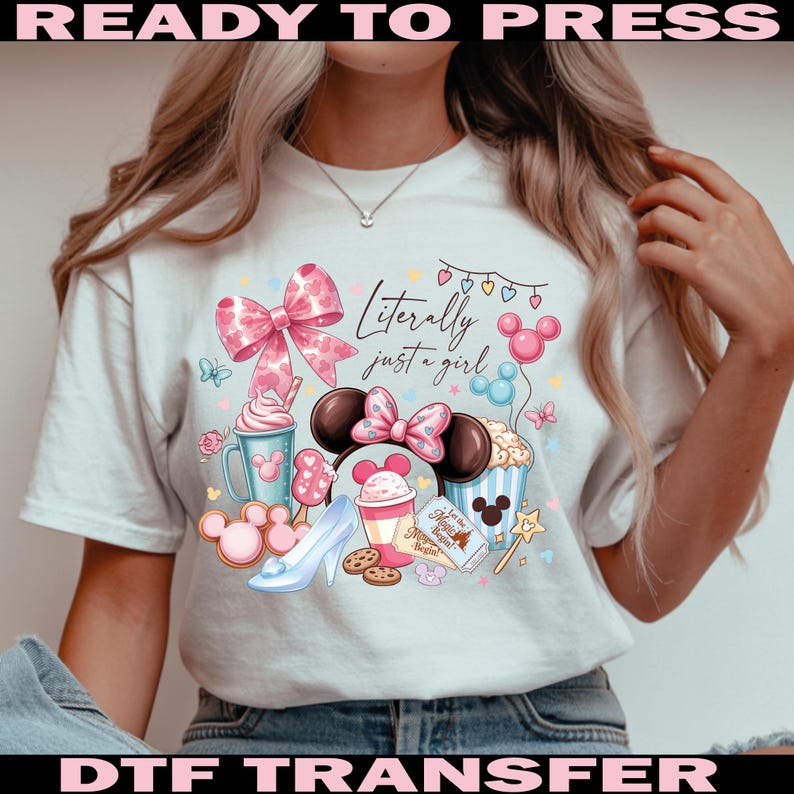 Literalmente solo una chica Dtf, Disney Dtf, Listo para planchar, Planchar, Reino mágico imagen 3