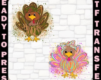 Thanksgiving Turkey DTF Transfers, Kids Heat Press Design