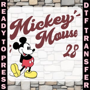 Disney Mickey Mouse 28 Ready To Press, Mickey Mouse DTF Transfers, Classic Mickey Mouse Iron On, Disney Vacation Heat Transfer, Mickey DTF