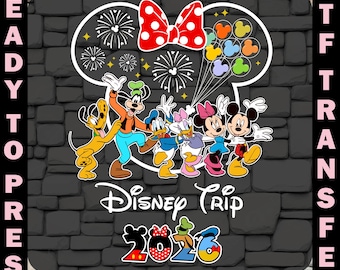 Disney Trip 2026 DTF Transfer, Disneyworld Family Ready To Press, Family Matching 2026 Heat Press, Mickey and Minnie Iron On,Disney Vacation