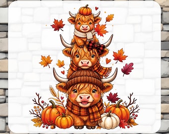 Fall Highland Cow DTF Transfers, Autumn Pumpkin Ready to Press, Cozy Season Iron On