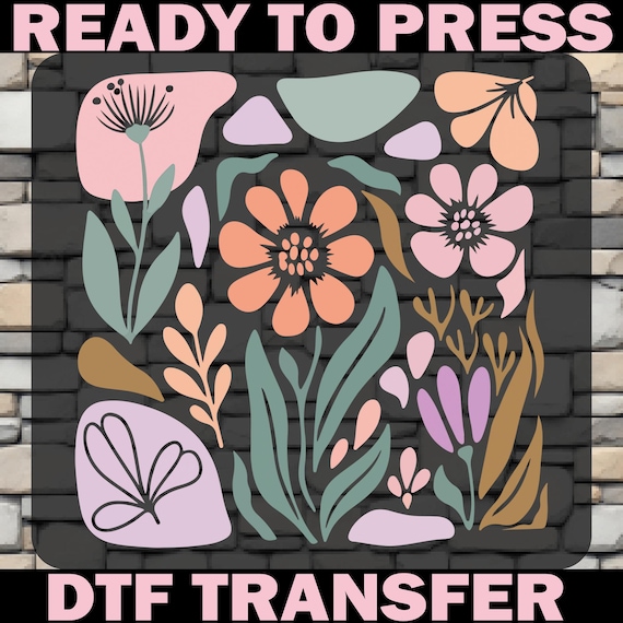 Boho Floral DTF Transfer, Groovy Flower Heat Transfer, Wildflower Ready To Press, Iron On