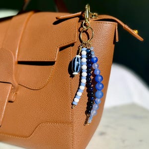 Midnight Stripe Bag Charm – Beaded  Purse Accessory – Handmade Keychain Gift for Her - Custom Beaded Purse Charm