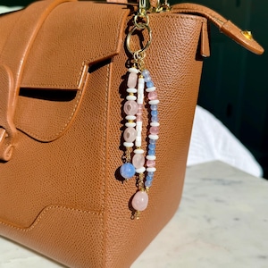 Cotton Candy Sky Bag Charm: Beaded Quartz Purse Charm