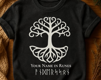 Norse Mythology Shirt, Name in Runes Tee, Viking Symbol Shirt