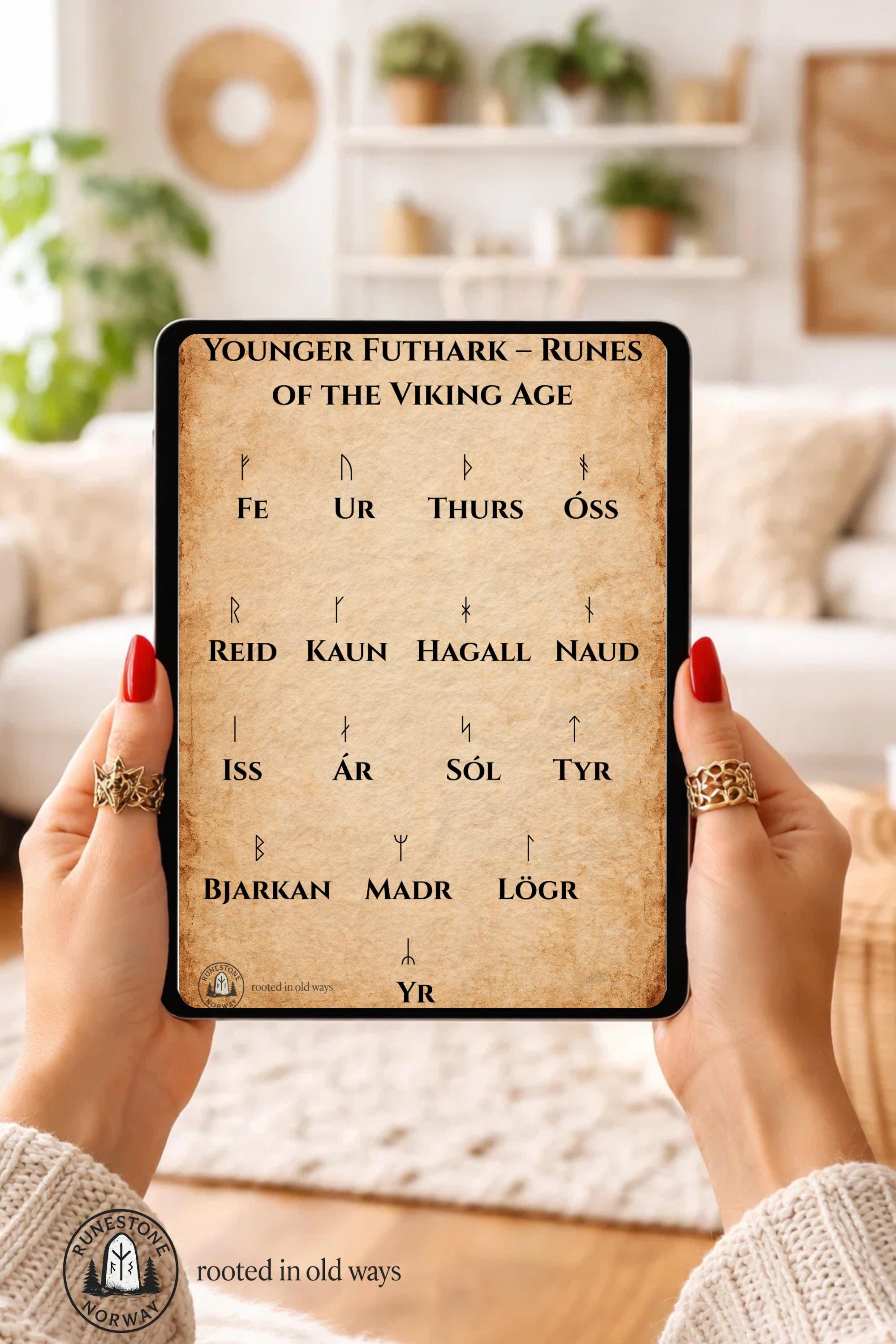 Rune Alphabet Chart Younger Futhark Printable Viking Rune Study Guide ...