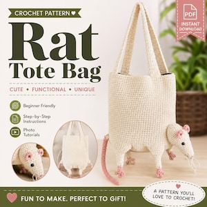 Schema per borsa a tracolla a forma di topo all'uncinetto / Borsa a forma di topo amigurumi, adatta ai principianti (Download PDF)