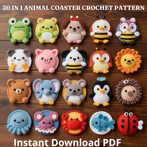 20 Animal Crochet Coaster & Mug Hugger Patterns (PDF Download)