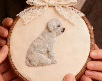 Custom Pet Needle Felt Pet Embroidery Hoop, Personalized Pet Portrait, Pet Loss Gift, Pet Wall Hangings, Pet Memorial Gift