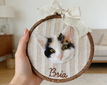 Custom Felt Pet Portrait Embroidered Hoop Art, Handmade Pet Memorial Keepsake, Personalized Pet Gift, Dog Mom Gift