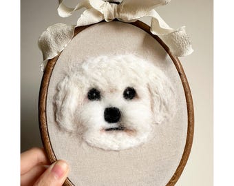 Custom Needle Felted Pet Portrait Art, Personalized Pet Memorial Gift, Felt Pet Embroidery Hoop, Pet Name Sign, Cat Loss Gift