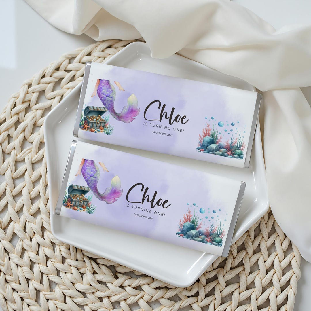 Mermaids Chocolate Wrapper | Under the Sea Birthday Favor | Candy Bar ...
