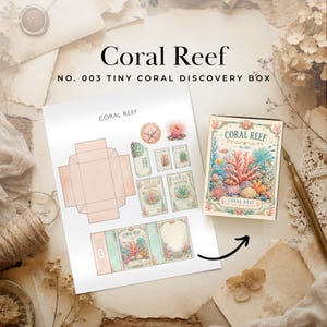 Coral Reef Matchbox Favor Printable | Mermaid Birthday Party Favor | Mini Matchbox Digital Junk Journal - ICTM001