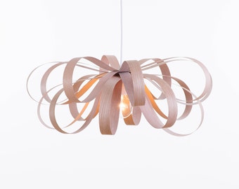 Handmade Aerial Floral Style Wood Veneer Hanging Lamp Oak Scandinavian Style Modern and Unique Atmosphere and Cosy Lighting Made inCanada