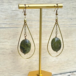 African Unakite Dangle Earrings