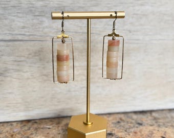 Wire Wrap Frame Sunstone Earrings