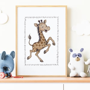 Playful Giraffe Nursery Print: Whimsical Safari Animal Poster