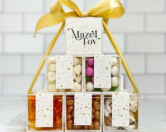 Mazel Tov Candy Tower, Candy Gift, Gold Stars, Kosher