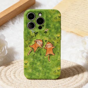 Solande apor telefonskal, akvarell klöverfält iPhone-skal, djurälskare present