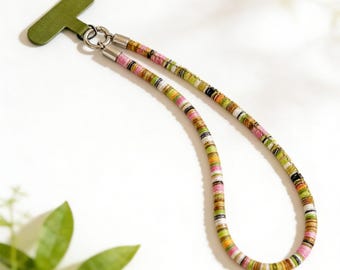 Boho tkana zawieszka do telefonu, kolorowa, elegancka torebka w paski, brelok z zawieszką Surfcore Rope Bag, owinięta smycz, estetyczny prezent technologiczny dla niej