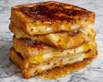 Tostada francesa con crema catalana y caramelo dorado (descarga instantánea en PDF)
