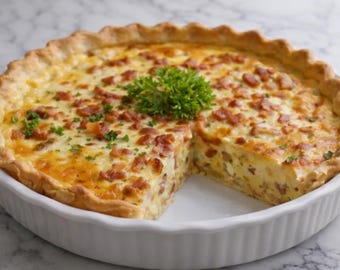 Goldene französische Speck-Käse-Quiche (Instant PDF Download)