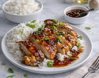 Glossy Teriyaki Chicken Comfort Bowl (Instant PDF Download)