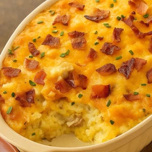 Twice Baked Potato Casserole Recipe: Creamy Cheesy Comfort (PDF Download)