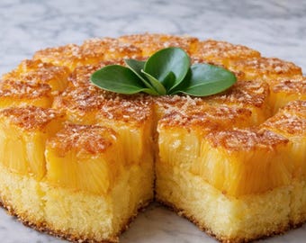 Bolo Malva Dourado Tropical de Abacaxi e Coco (Download instantâneo em PDF)