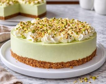 Tarta de queso cremosa de pistacho sin hornear (Descarga instantánea en PDF)
