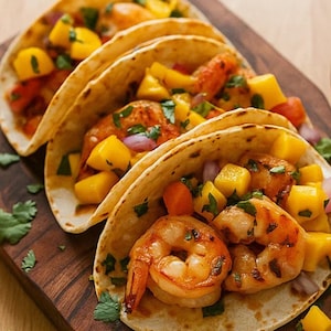 Best recipe for Zesty Shrimp Tacos with Fresh Mango Salsa. Instant PDF Download, family recipe book, Easy recipes