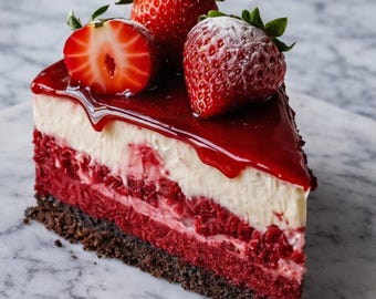 Ruby Strawberry Velvet Cheesecake Delight (Instant PDF Download)