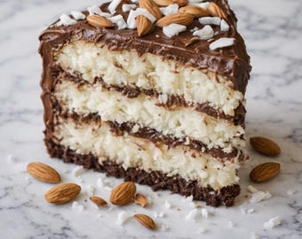 Heavenly Chocolate Coconut Almond Cake (Instant PDF Download)