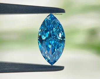 Ocean Blue Marquise Cut Lab Grown Diamond, 1 CT Loose Diamond For Custom Jewelry Making, Engagement Gift For Her