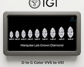 Marquise Cut Lab Grown Diamond | IGI Certified Loose Diamond | 1.00 To 5.00 CT Solitaire Lab Diamond | Eco Friendly Diamond For Wedding Gift