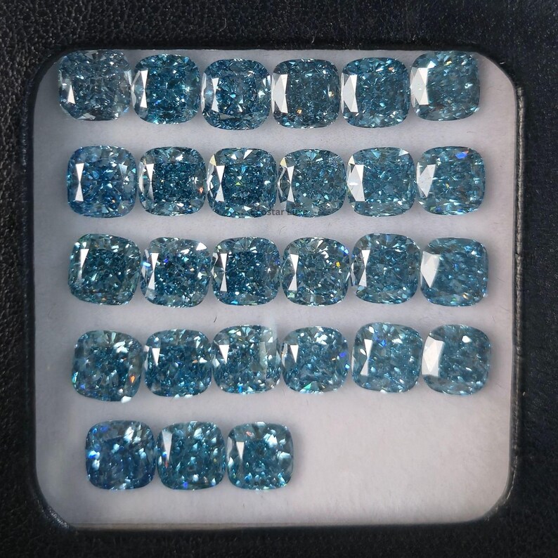 Modified Fancy Blue Cushion Cut Lab Diamond for Anniversary Ring, Loose ...