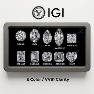Diamanti creati in laboratorio e certificati IGI, colore E, purezza VVS1, diamanti certificati di forme multiple per anello di fidanzamento, diamanti per gioielleria di alta qualità