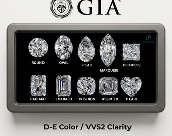 GIA Certified Lab Grown Diamond, D-E Color VVS2 Clarity Diamonds, Fine Jewelry Diamond, Multiple Shape Certified Diamond For Engagement Ring
