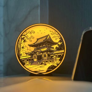Japanese Temple LED Lamp: Zen Home Decor Night Light