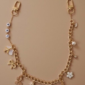 Cadena para bolso con dije personalizado / Accesorio para bolso de doble eslabón dorado imagen 7